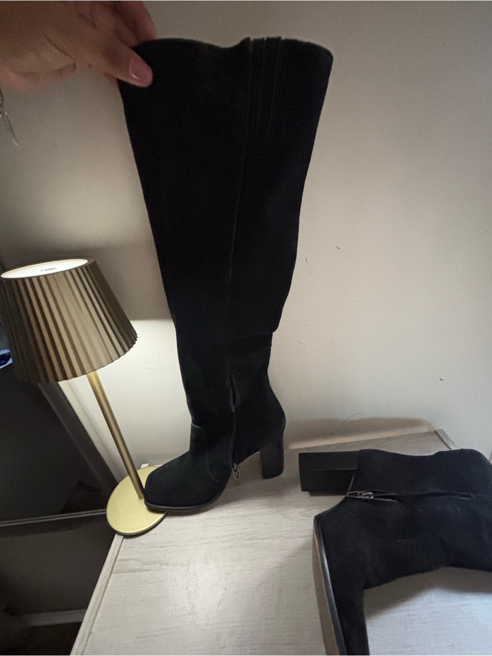 Dolce Vita Black Knee-High Suede Block Heel Boots